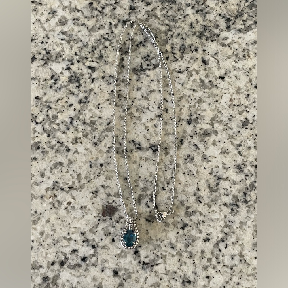 Blue Topaz with Diamond accent Pendant Necklace *Not Mejuri* - Picture 2 of 5